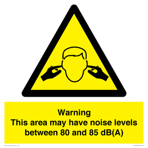 Warning Noise Levels in this area between 80 and 85 dB